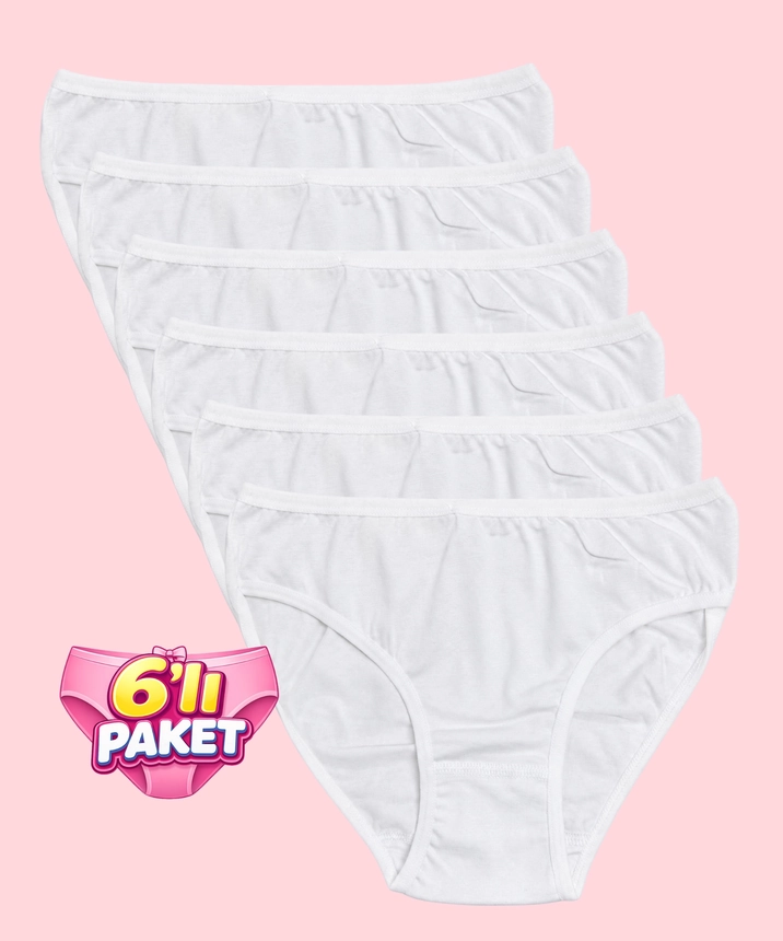 6'lı Paket Modal Bikini - BEYAZ