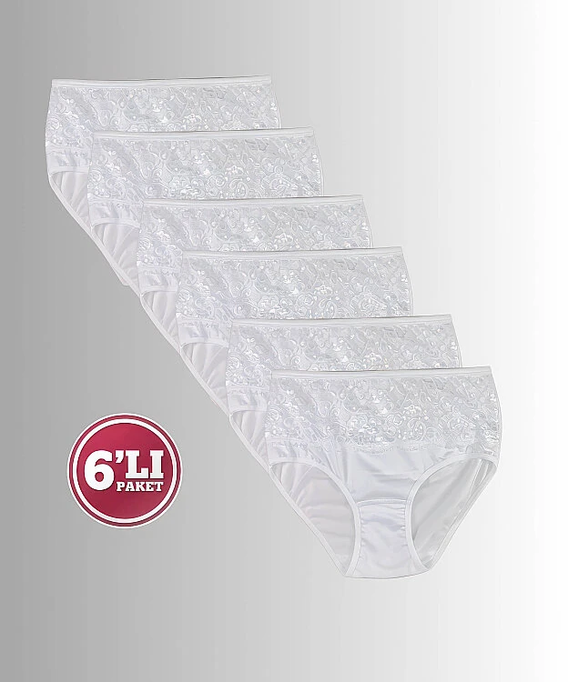6'lı Paket Dantelli Toparlayıcı Bato - BEYAZ - 1