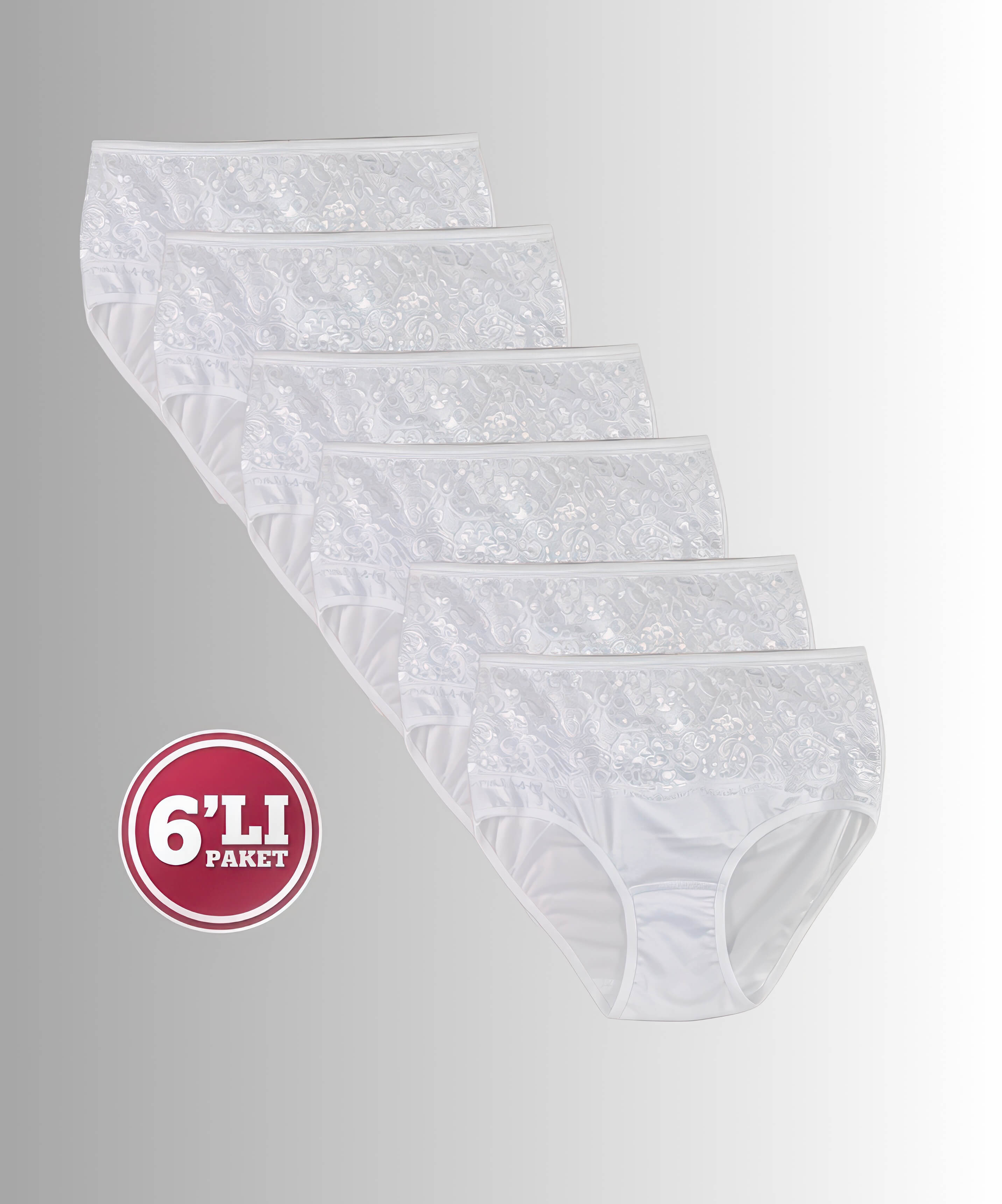 6'lı Paket Dantelli Toparlayıcı Bato - BEYAZ - 1