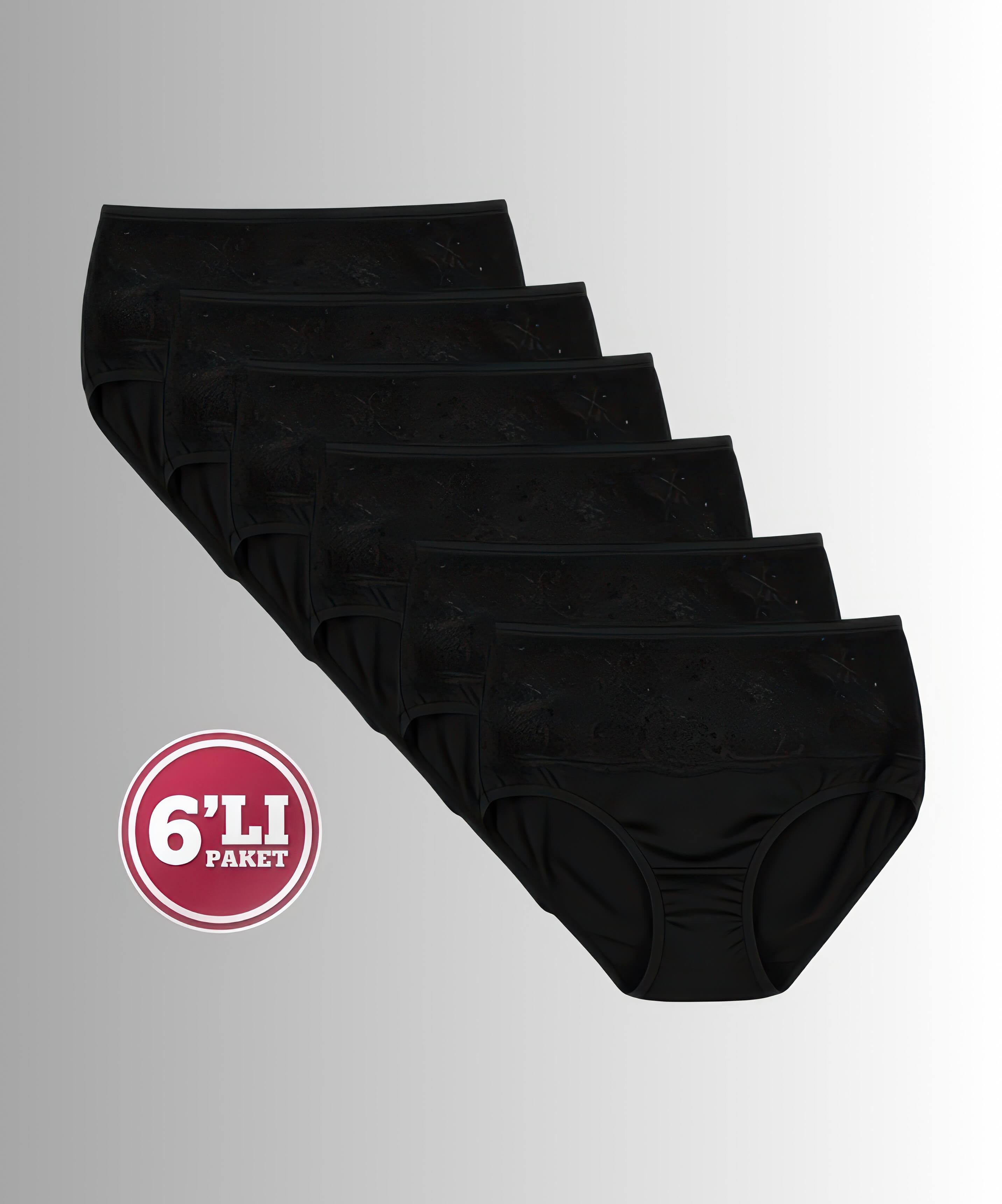 6'lı Paket Dantelli Toparlayıcı Bato - SİYAH - 1