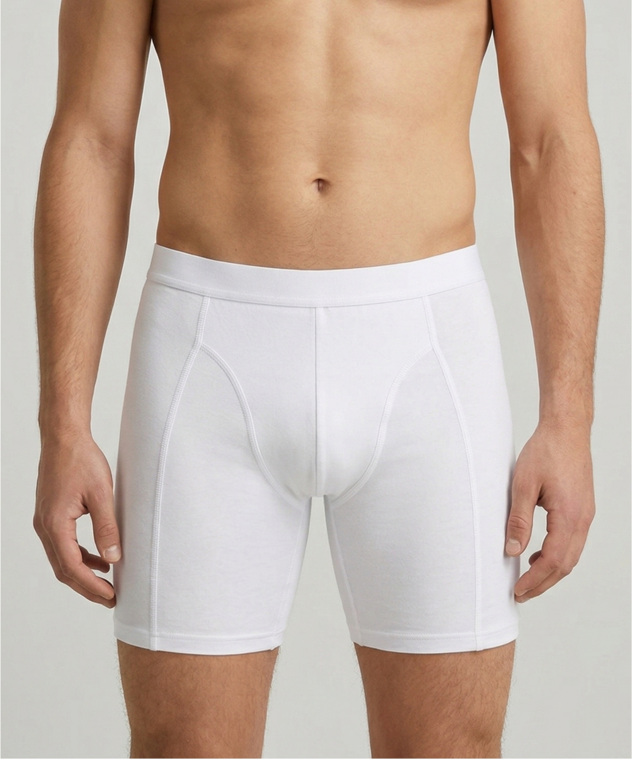 Erkek Modal Uzun Boxer - BEYAZ - 1