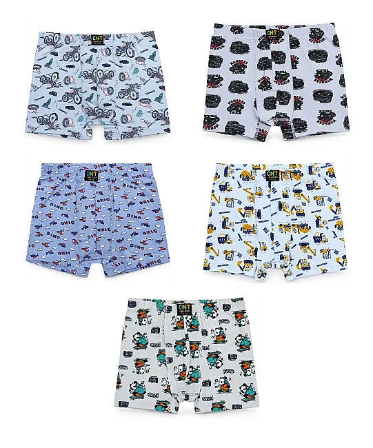 10'Lu Paket Pamuklu Erkek Çocuk Boxer - ASORTİ - 5