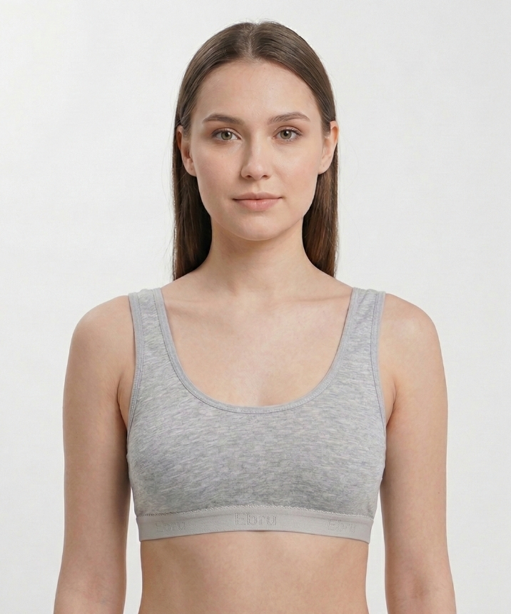 Penye Kalın Askı Pedli Büstiyer Yarım Atlet - GRİ