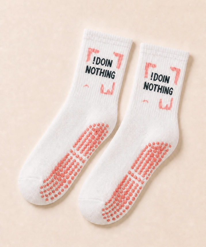 Penye Kaydırmaz Tabanlı Pilates ve Yoga Soket Çorap - PEMBE - 1