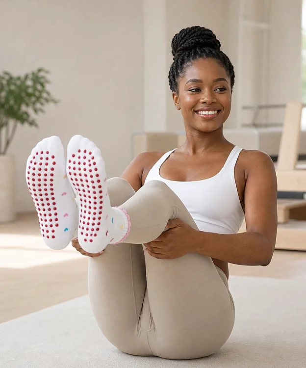 Penye Yarım Konç Pilates ve Yoga Soket Çorap - KALP - 2