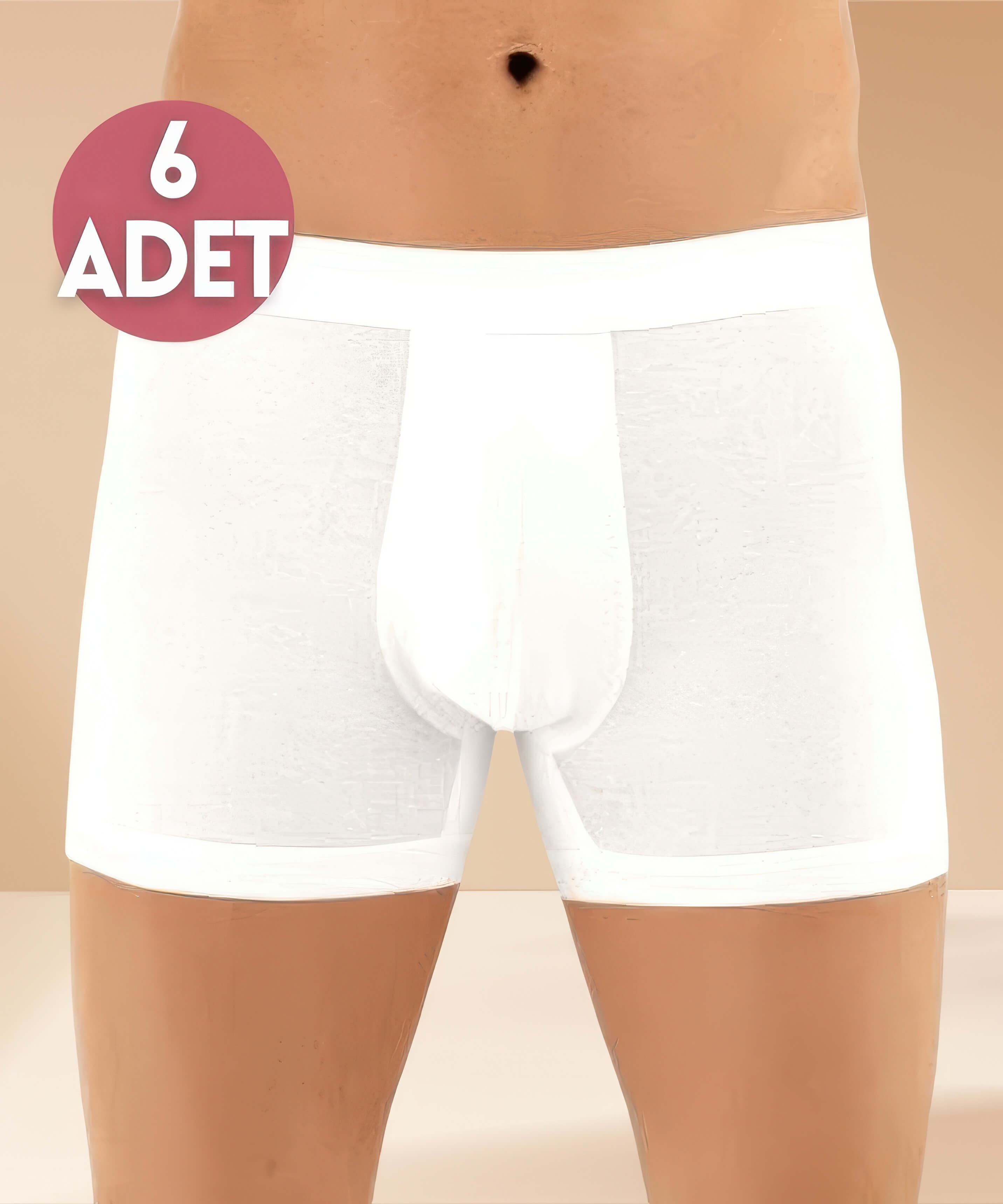 6'lı Paket Düz Likralı Boxer - BEYAZ - 1