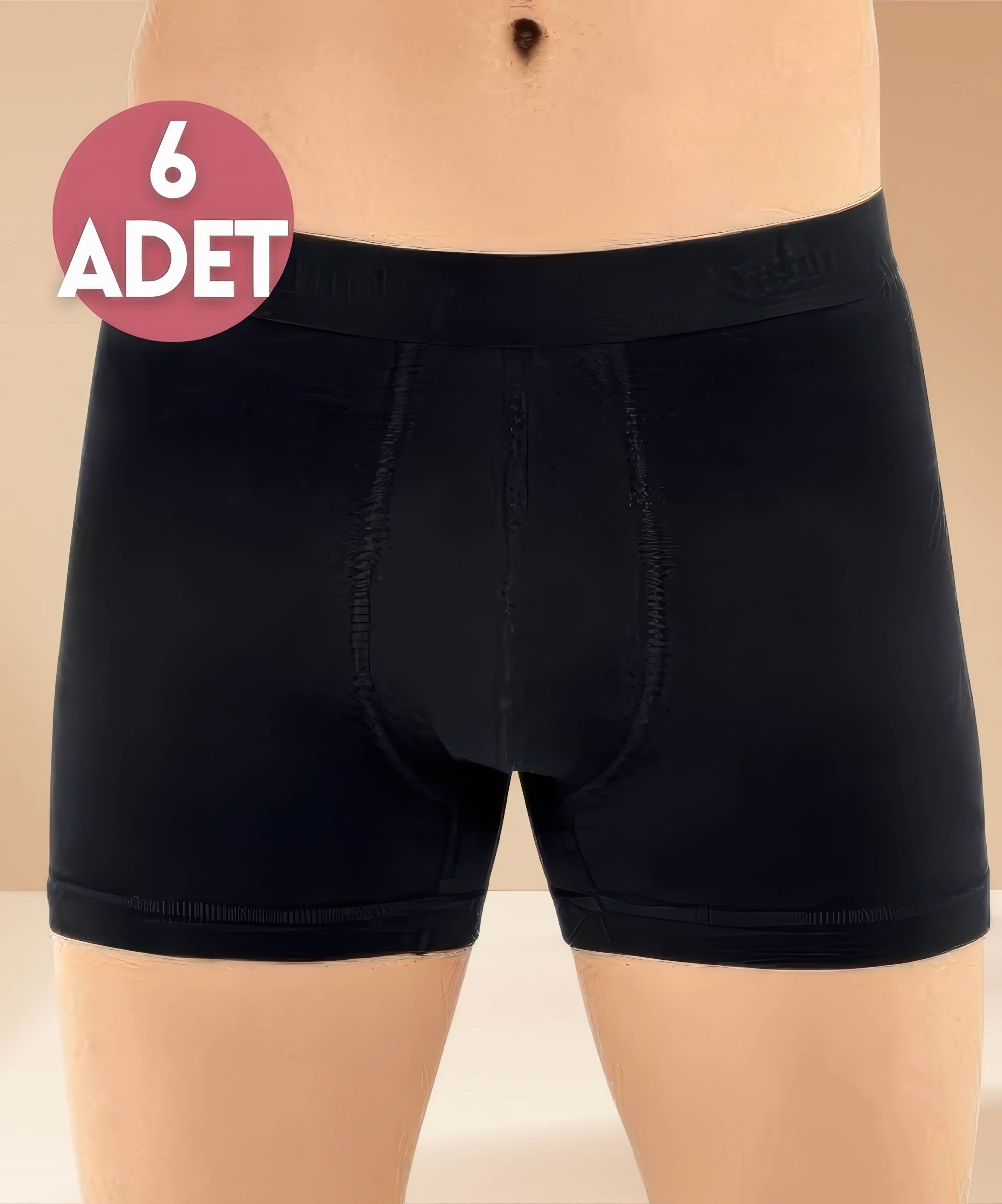 6'lı Paket Düz Likralı Boxer - SİYAH