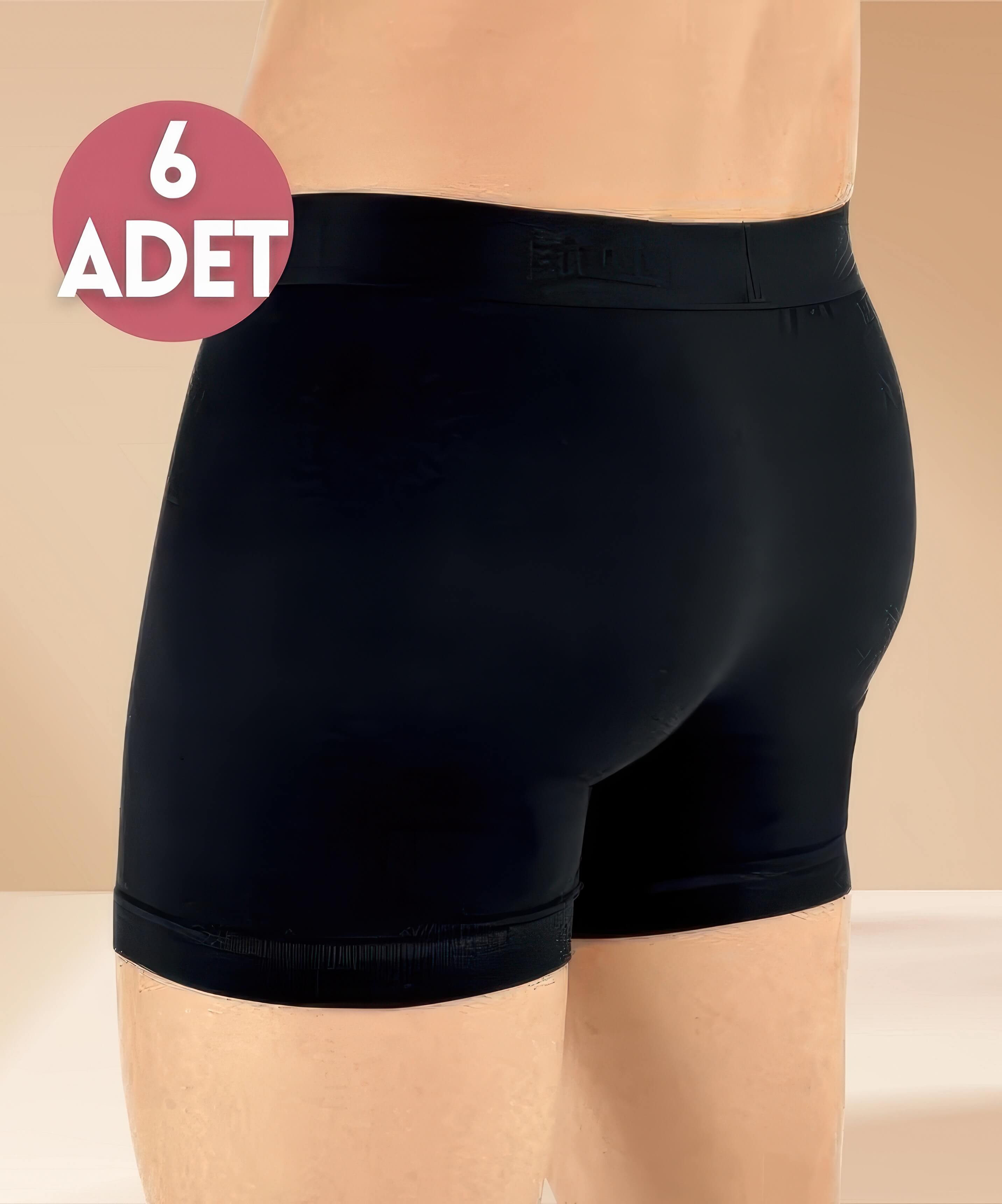 6'lı Paket Düz Likralı Boxer - SİYAH (1)