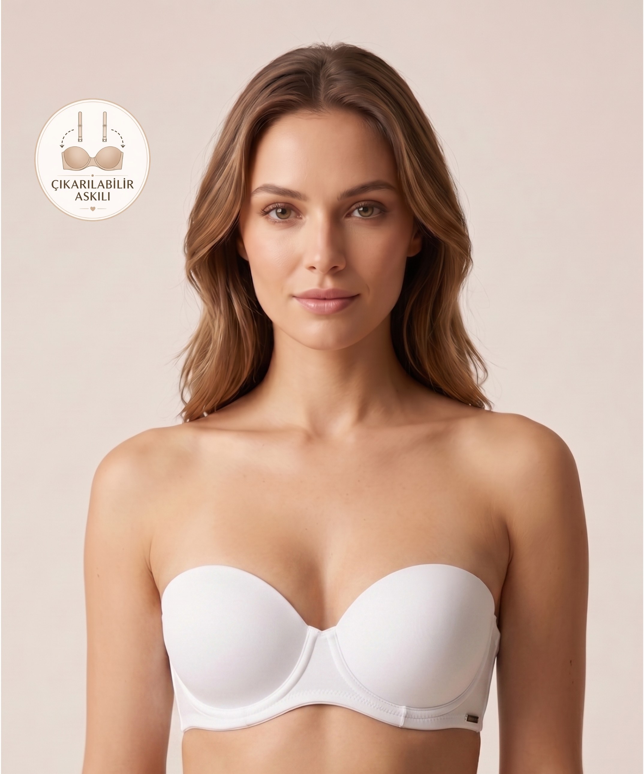 Straplez Desteksiz Soft Cup Sütyen - BEYAZ - 1