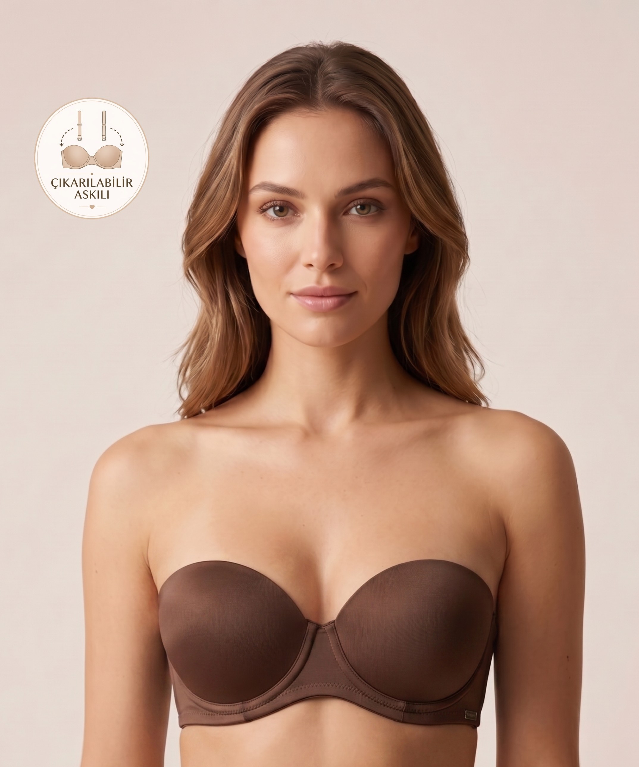 Straplez Desteksiz Soft Cup Sütyen - CARAMEL - 1