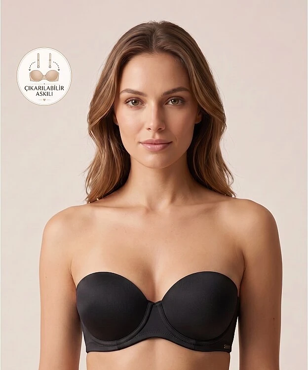 Straplez Desteksiz Soft Cup Sütyen - SİYAH - 1