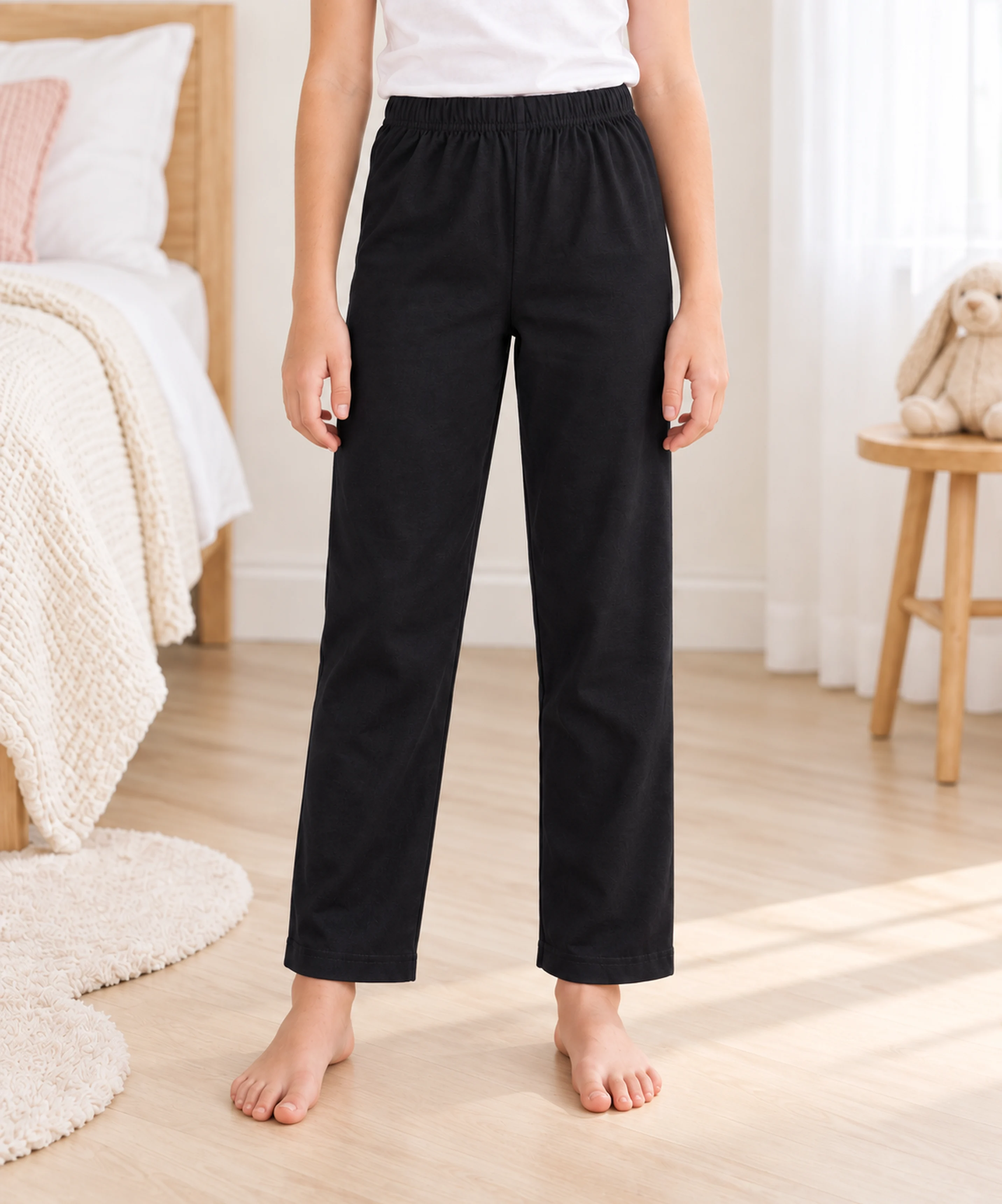 %100 Pamuk Çocuk Pijama Altı - SİYAH - 1