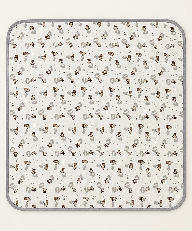 %100 Pamuk Desenli Bebek Battaniyesi - GRİ - 2